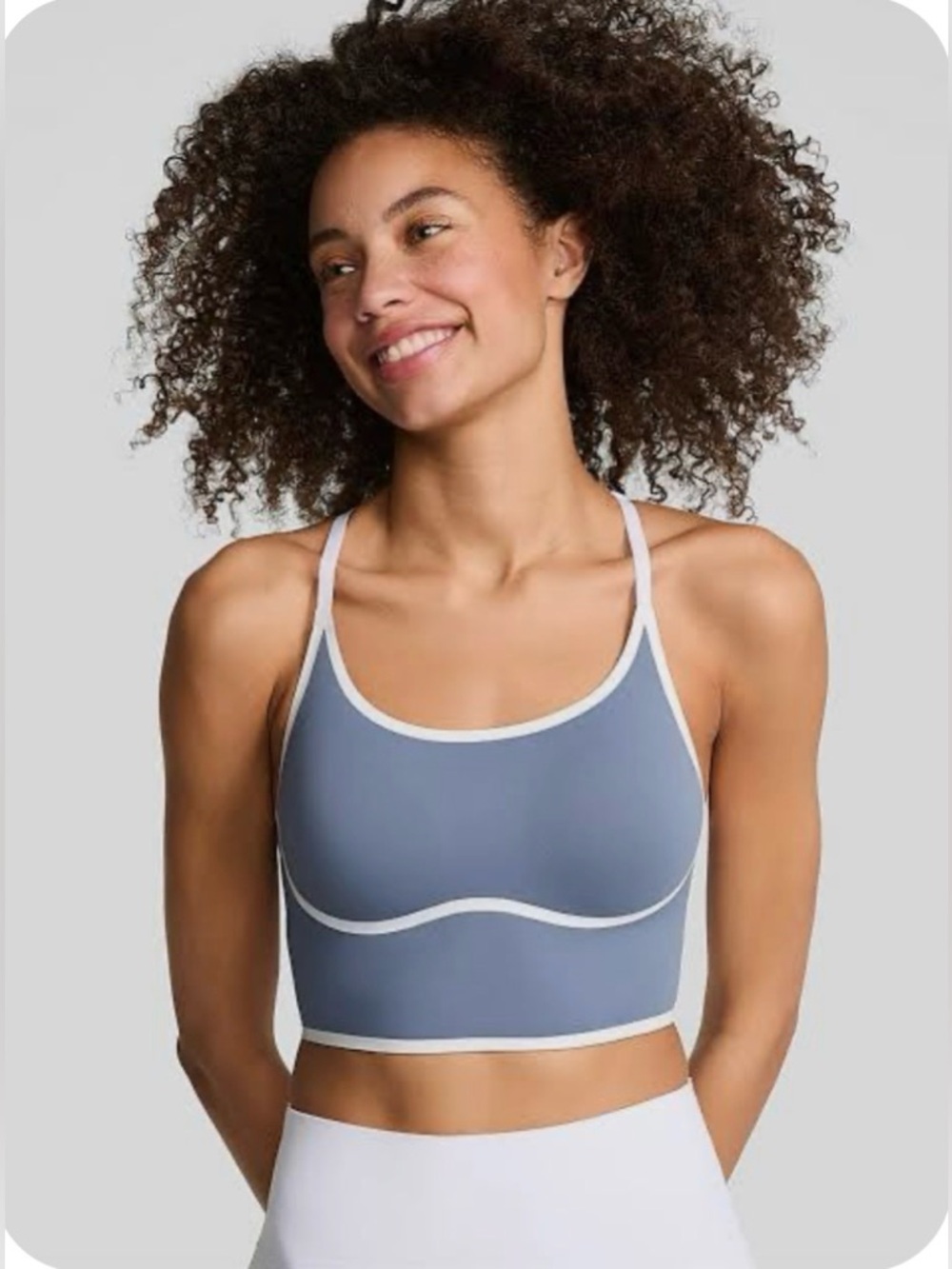 PINK Victoria Secret Relay Contour Razorback Sports Bra XL Dusty Iris Blue